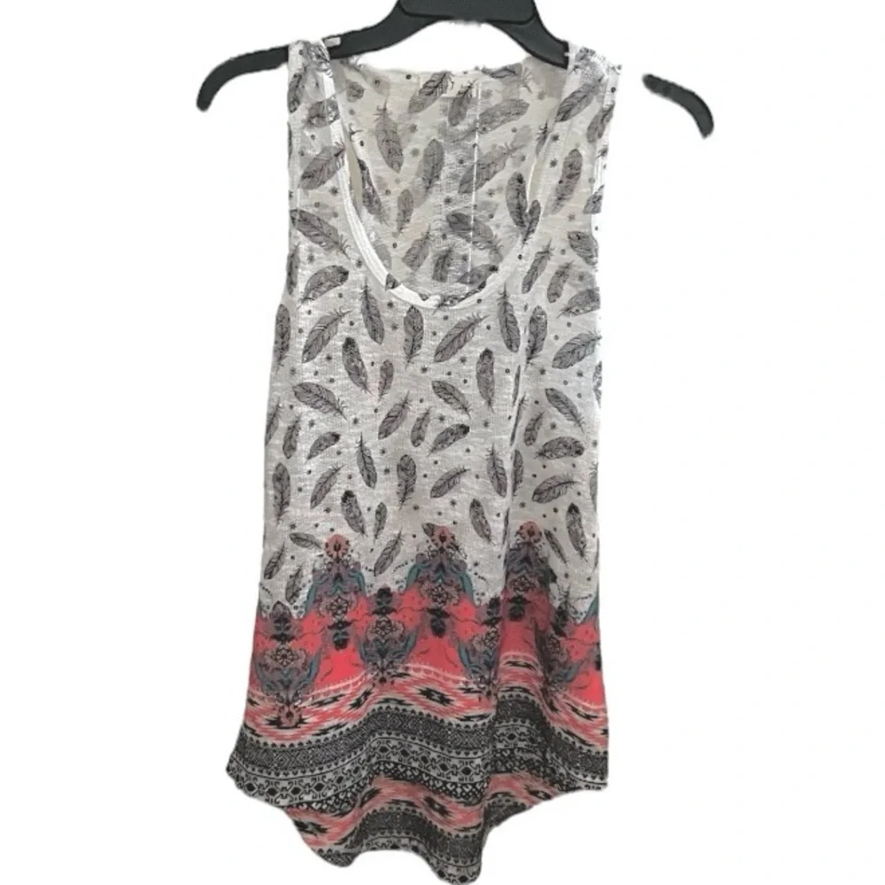 Boho Feather Print Racerback Top - Picture 3 of 9